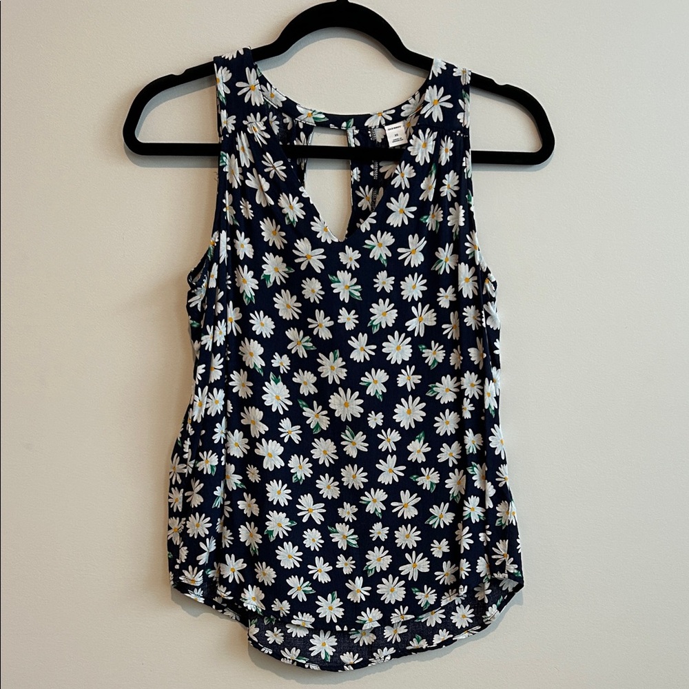 Old Navy Navy Daisy Print Tank Top